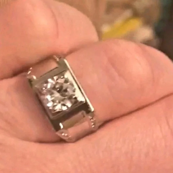 Men's Wedding Ring 14K White Gold Plated Round Cut Simulated Diamond Sz12